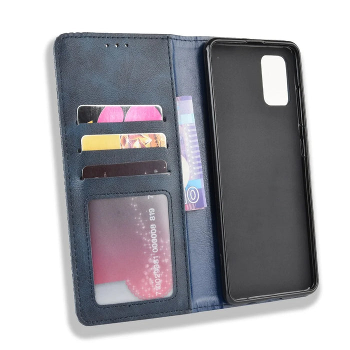 Retro Leather with Wallet Stand Cover for Samsung Galaxy A71 5G SM-A716 - Blue - 4
