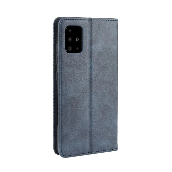 Retro Leather with Wallet Stand Cover for Samsung Galaxy A71 5G SM-A716 - Blue - 7