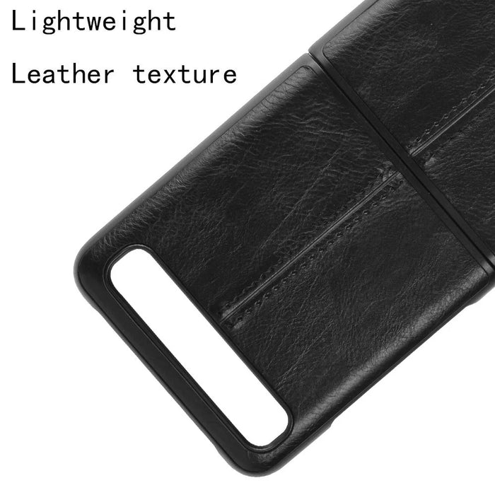 PU Leather Coated PC + TPU Case for Samsung Galaxy Z Flip - Black - 2