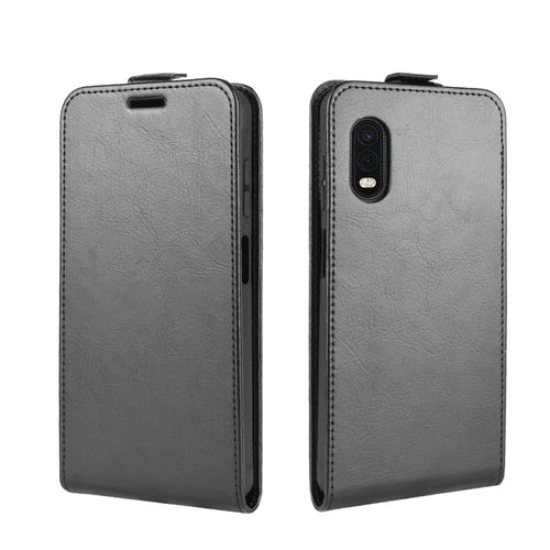 Crazy Horse Skin Vertical Leather Casing with Card Slot for Samsung Galaxy Xcover Pro - Black - 1
