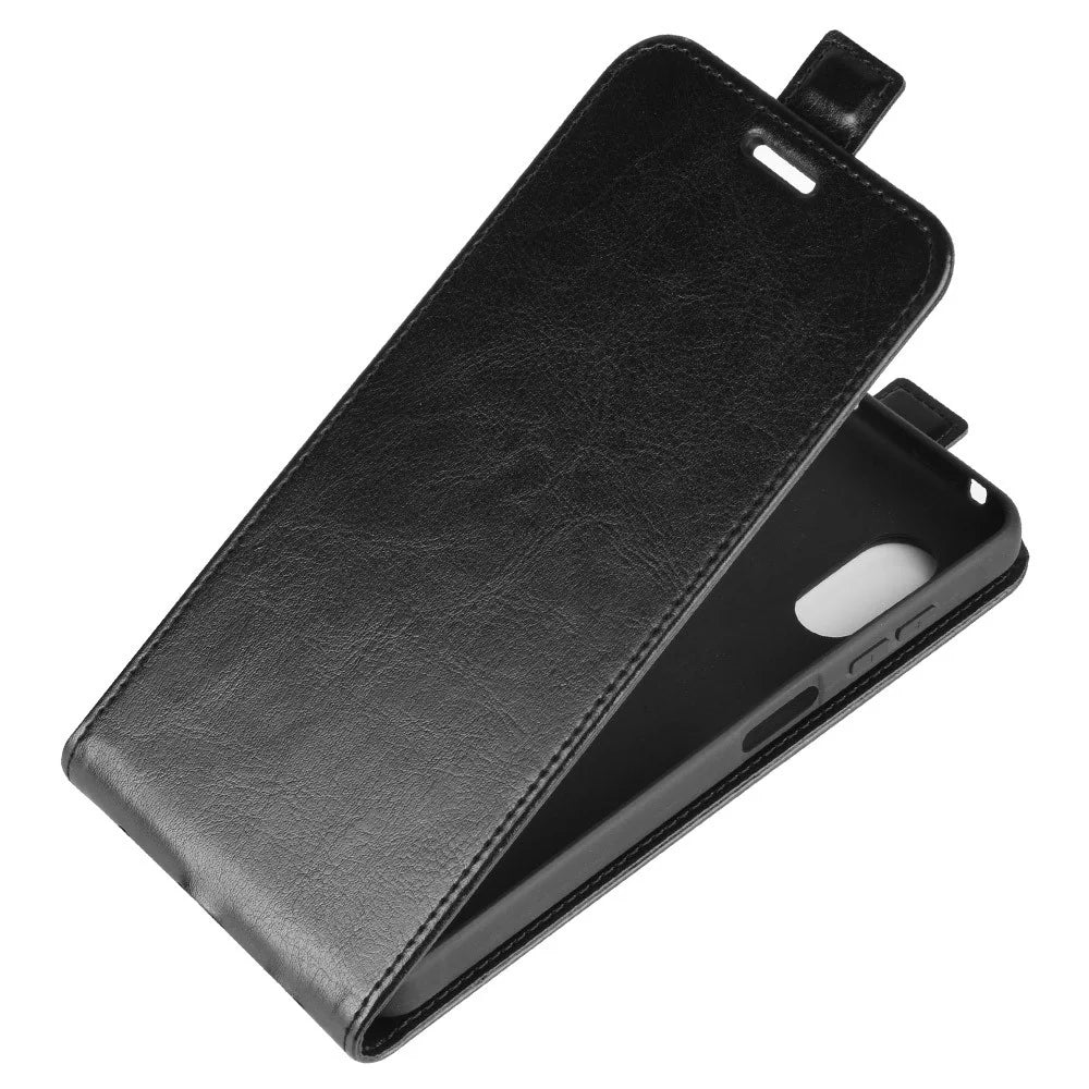 Crazy Horse Skin Vertical Leather Casing with Card Slot for Samsung Galaxy Xcover Pro - Black - 3