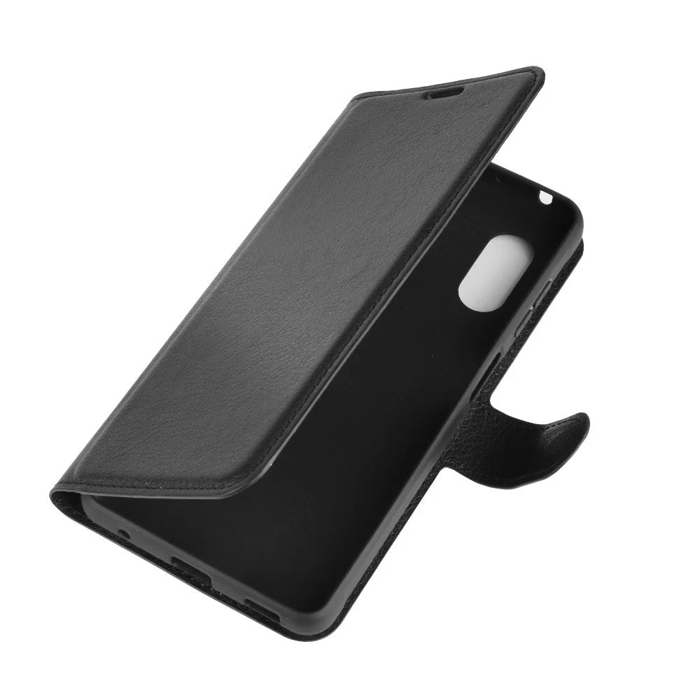 Litchi Skin Wallet Leather Stand Case for Samsung Galaxy Xcover Pro - Black - 2