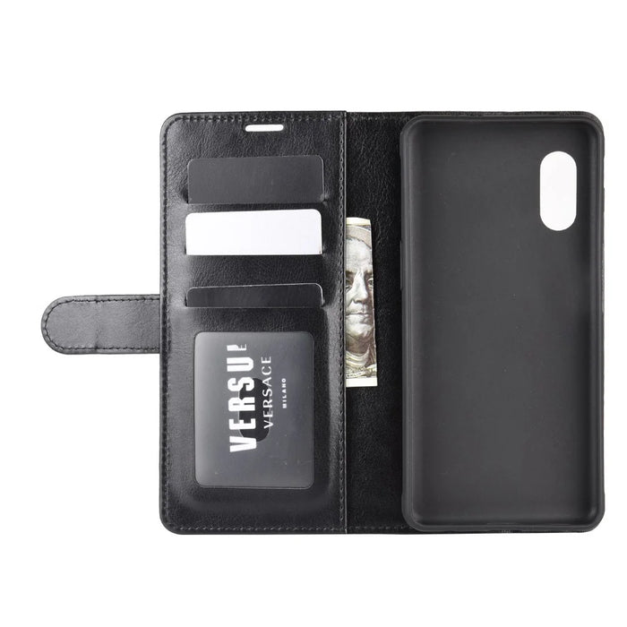 Crazy Horse Wallet Leather Mobile Phone Case for Samsung Galaxy Xcover Pro - Black - 4