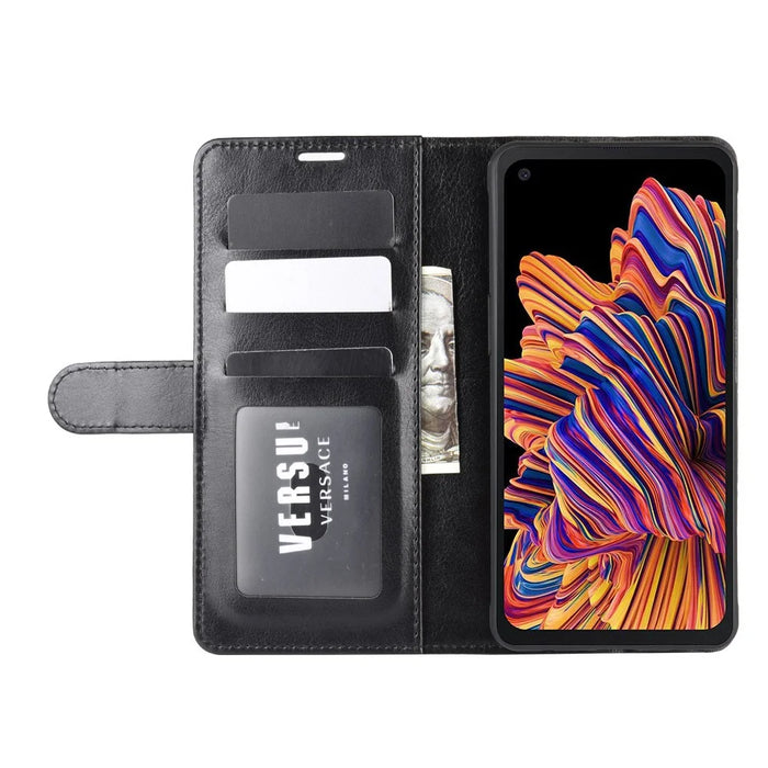 Crazy Horse Wallet Leather Mobile Phone Case for Samsung Galaxy Xcover Pro - Black - 5