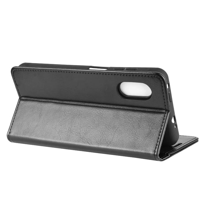 Crazy Horse Wallet Leather Mobile Phone Case for Samsung Galaxy Xcover Pro - Black - 6