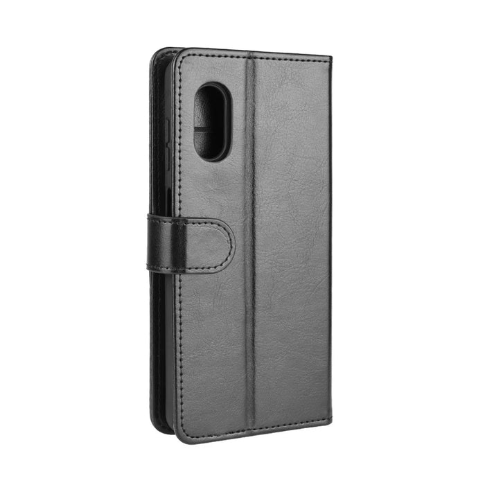 Crazy Horse Wallet Leather Mobile Phone Case for Samsung Galaxy Xcover Pro - Black - 7