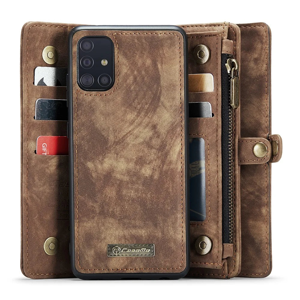 CASEME 008 Series for Samsung Galaxy A71 SM-A715 TPU Multi-slot Wallet Vintage PU Leather Phone Case - Brown - 3