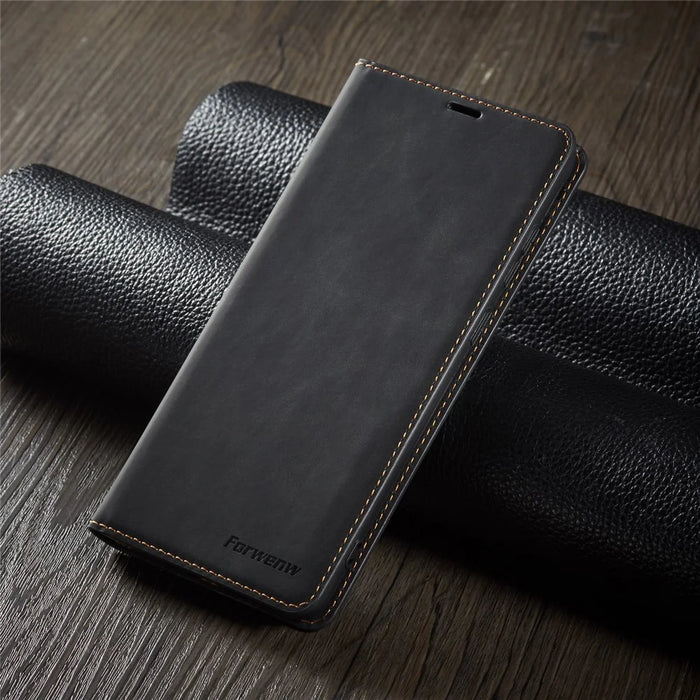 FORWENW Fantasy Series Silky Touch Wallet Leather Shell for Samsung Galaxy S10 5G - Black - 3