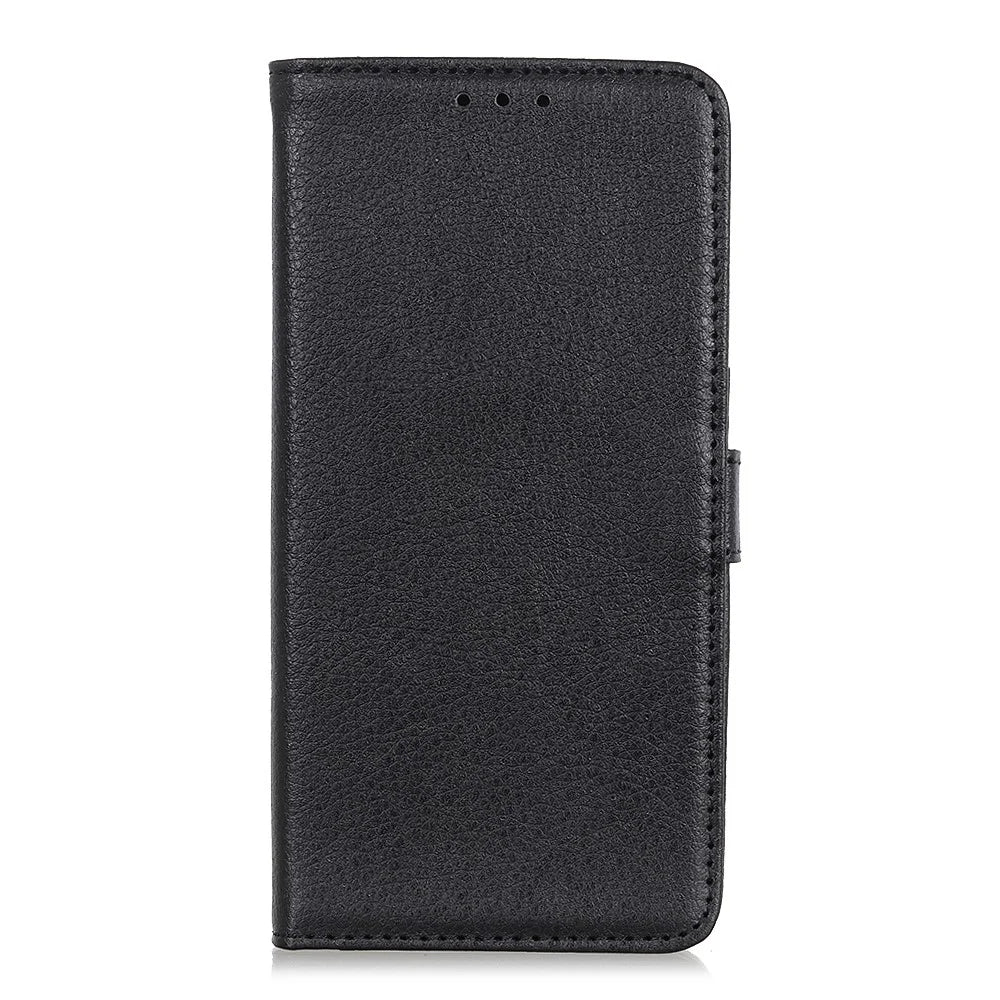 Litchi Skin Leather Wallet Stand Phone Case for Samsung Galaxy A21s - Black - 4