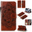 Imprint Mandala Flower Leather Wallet Case with Lanyard for Samsung Galaxy A41 (Global Version) - Brown - 1