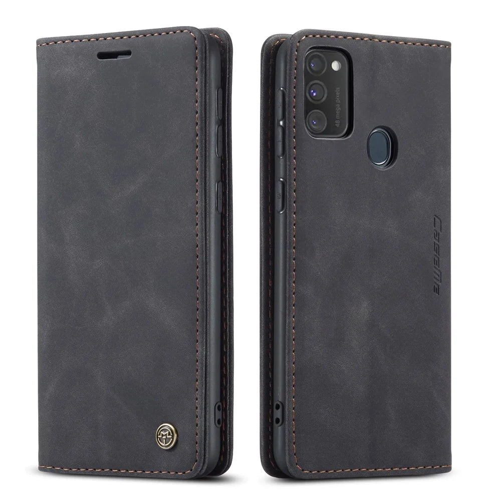 CASEME 013 Series Auto-absorbed Leather with Wallet Shell for Samsung Galaxy M30s/M21  - Black - 3