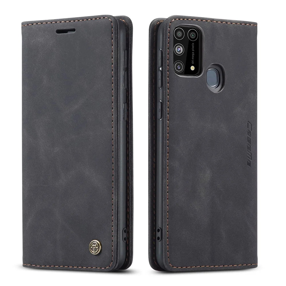 CASEME 013 Series Auto-absorbed Leather Shell for Samsung Galaxy M31 - Black - 3