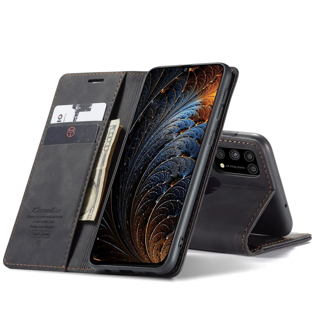 CASEME 013 Series Auto-absorbed Leather Shell for Samsung Galaxy M31 - Black - 4