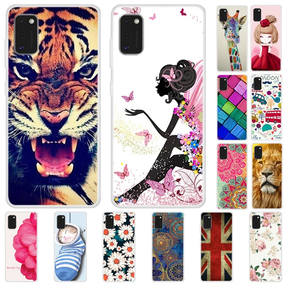 Pattern Printing Soft TPU Case Phone Cover for Samsung Galaxy A41 (Global Version) - White Flowers - 3