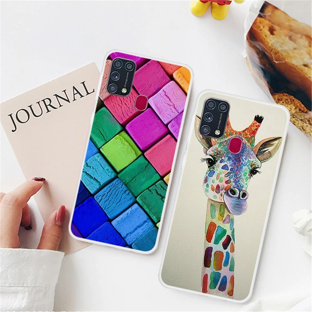 Pattern Printing Soft TPU Phone Case Cover for Samsung Galaxy M31 - Colorful Blocks - 2