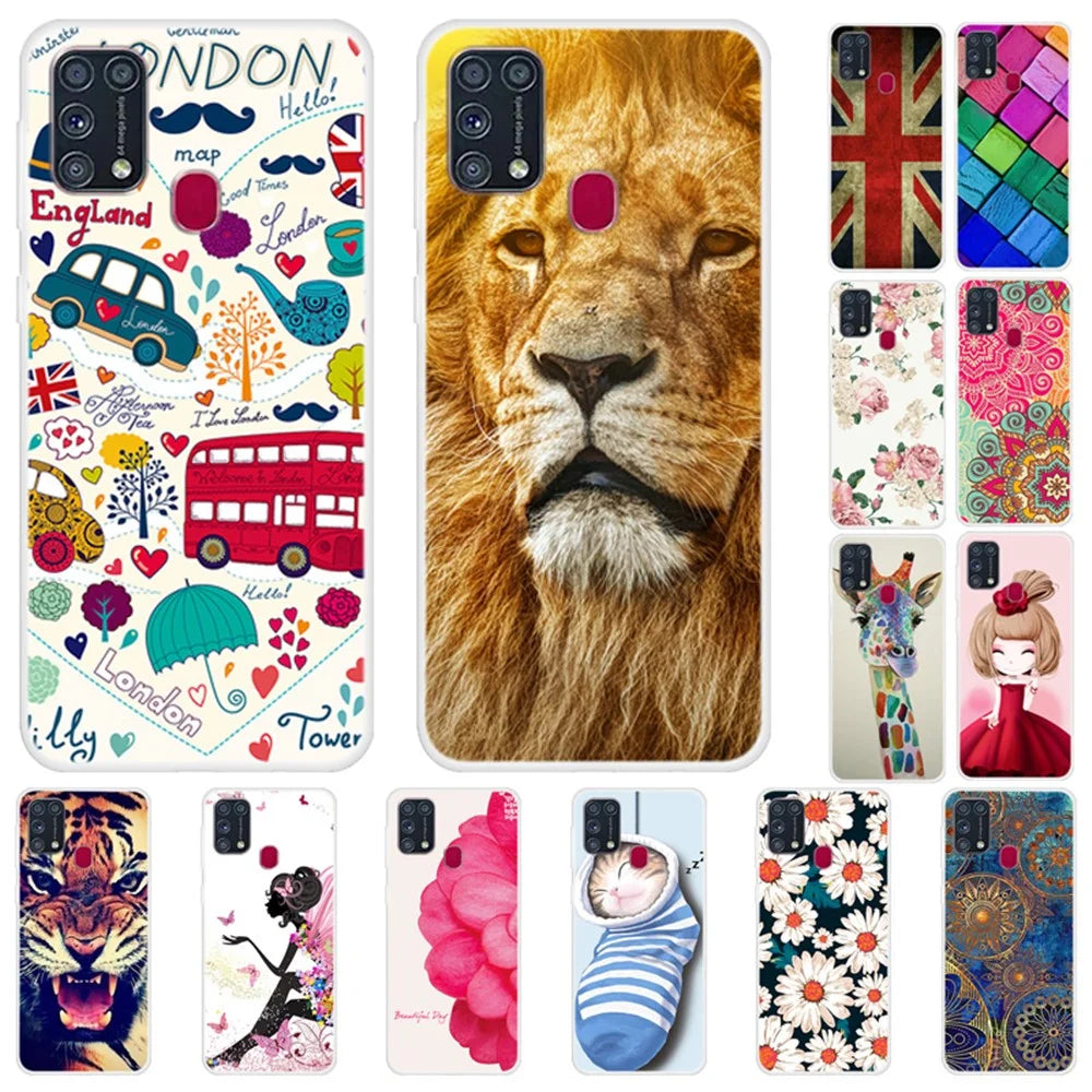 Pattern Printing Soft TPU Phone Case Cover for Samsung Galaxy M31 - Colorful Blocks - 3