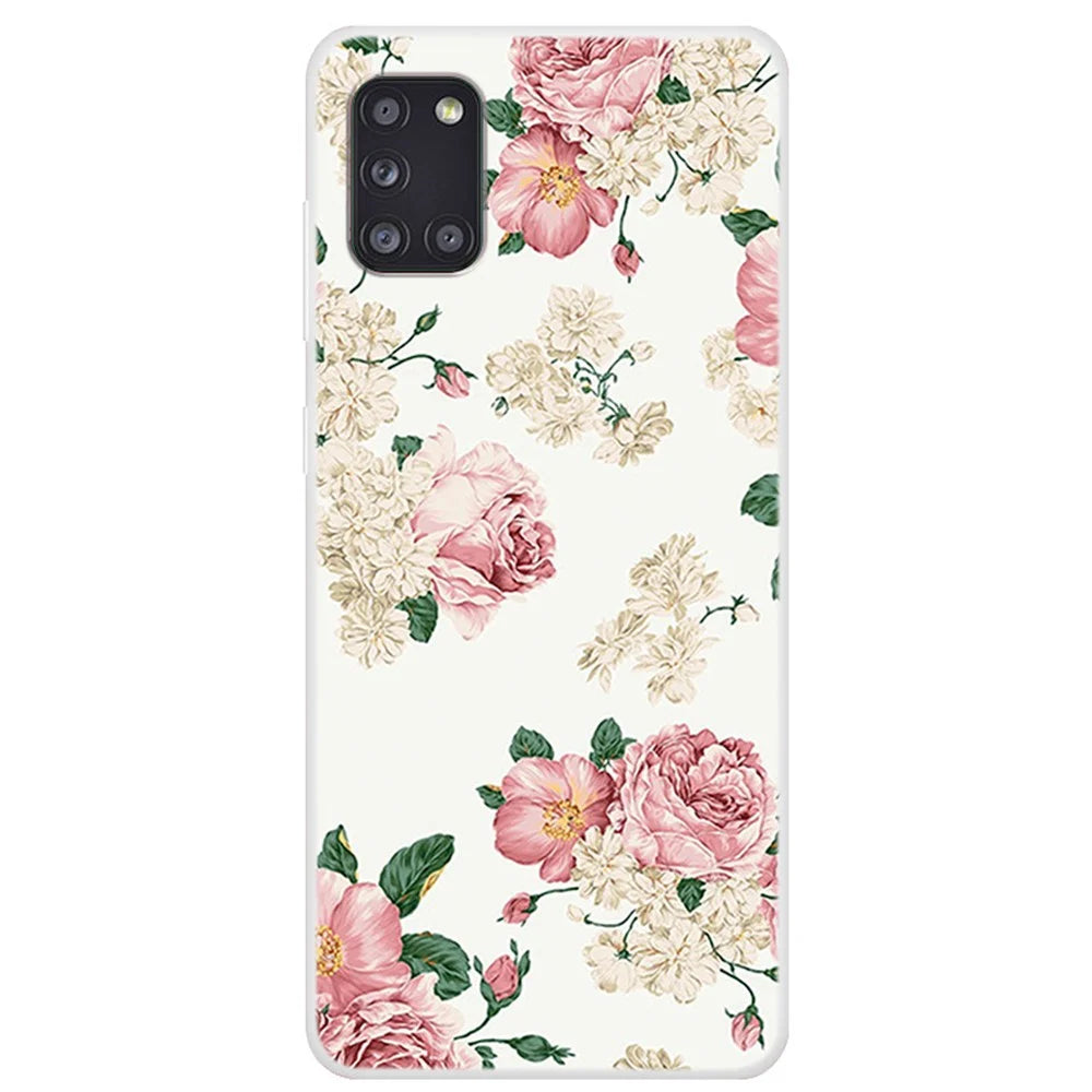 Pattern Printing Soft TPU Protective Case Phone Shell for Samsung Galaxy A31 - Blooming Flowers - 1