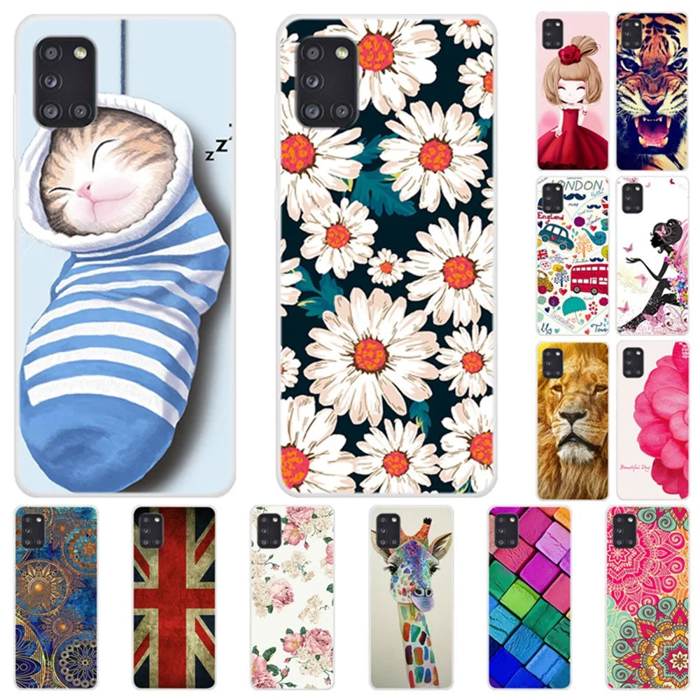 Pattern Printing Soft TPU Protective Case Phone Shell for Samsung Galaxy A31 - Blooming Flowers - 2