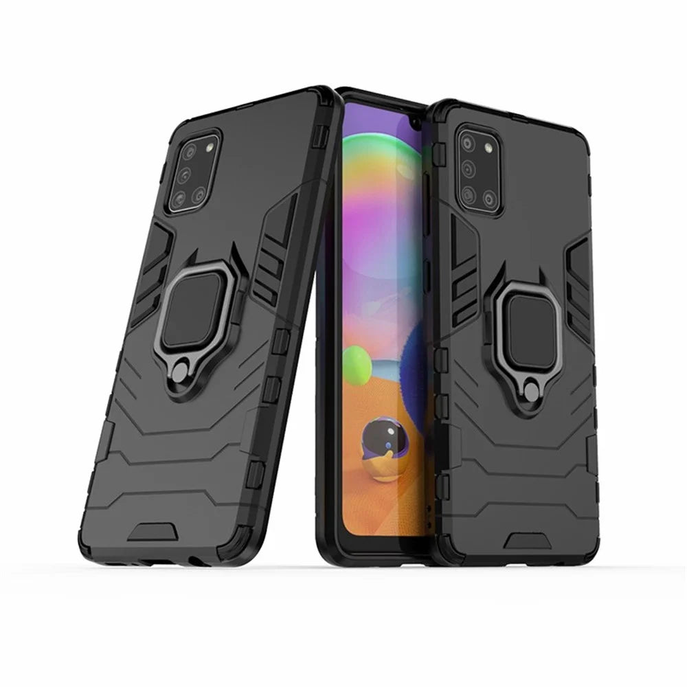 PC + TPU Stylish Case with Kickstand for Galaxy A31 - Black - 2
