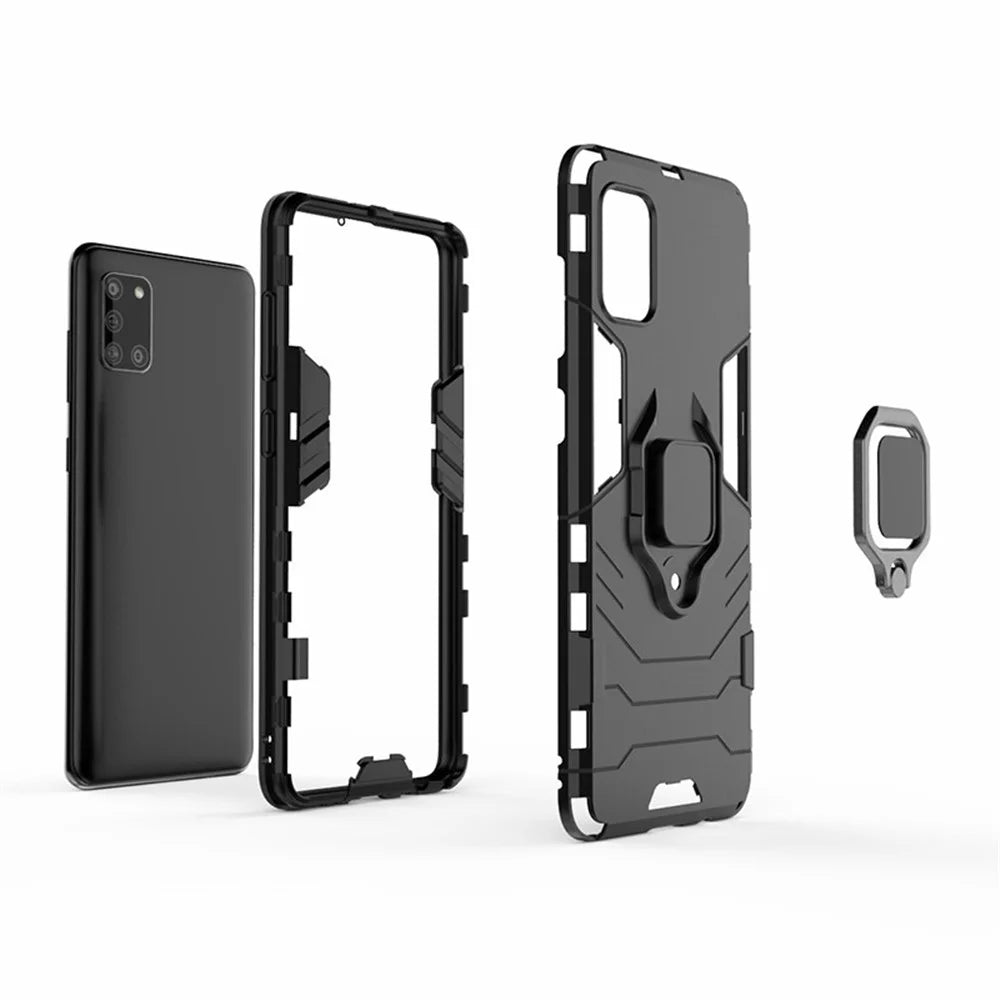 PC + TPU Stylish Case with Kickstand for Galaxy A31 - Black - 3