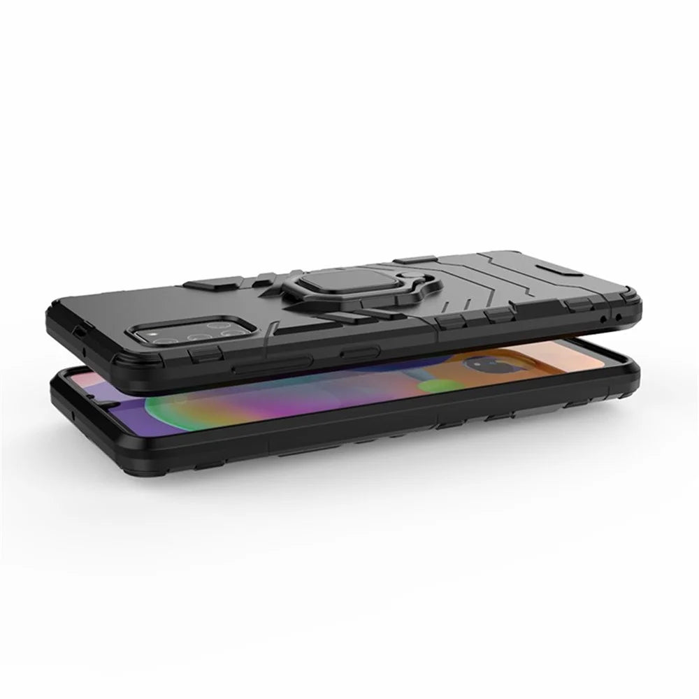 PC + TPU Stylish Case with Kickstand for Galaxy A31 - Black - 4