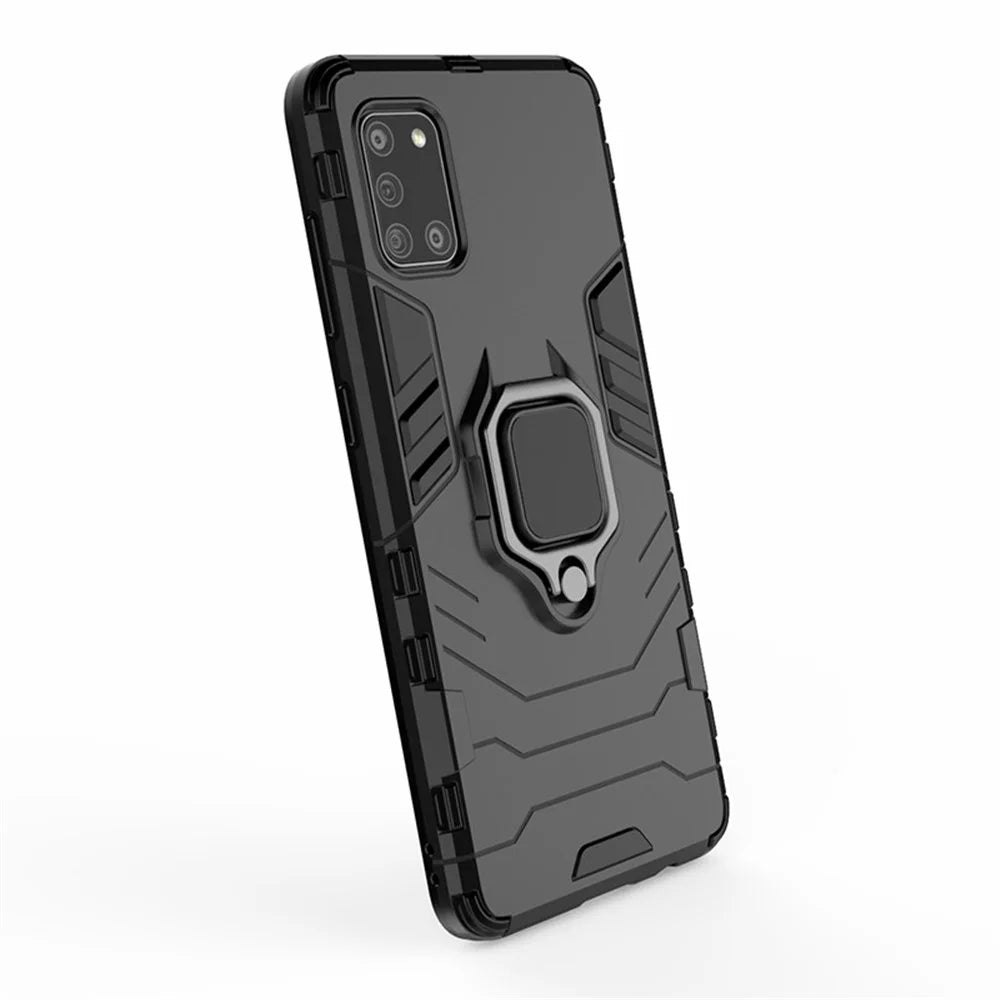 PC + TPU Stylish Case with Kickstand for Galaxy A31 - Black - 5