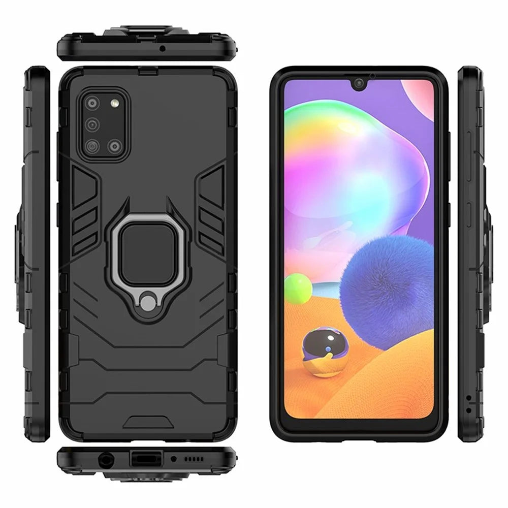 PC + TPU Stylish Case with Kickstand for Galaxy A31 - Black - 6