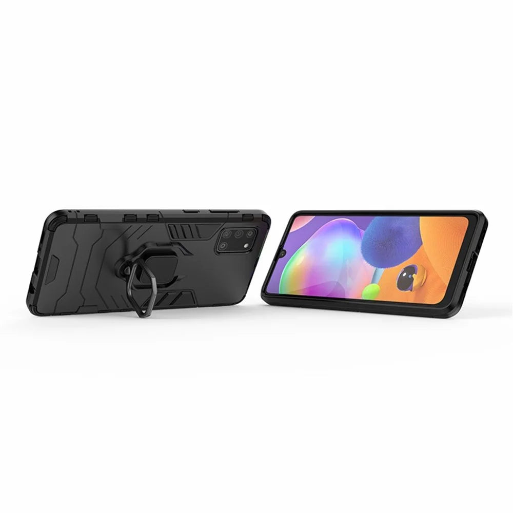 PC + TPU Stylish Case with Kickstand for Galaxy A31 - Black - 7