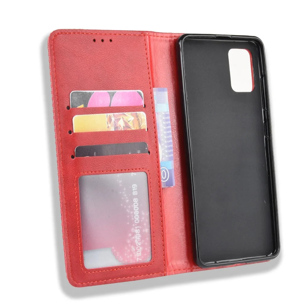 Retro Magnetic Leather Cover for Samsung Galaxy A51 5G SM-A516 - Red - 4