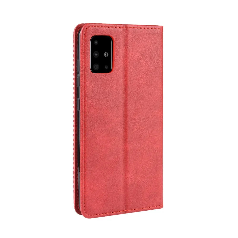 Retro Magnetic Leather Cover for Samsung Galaxy A51 5G SM-A516 - Red - 7