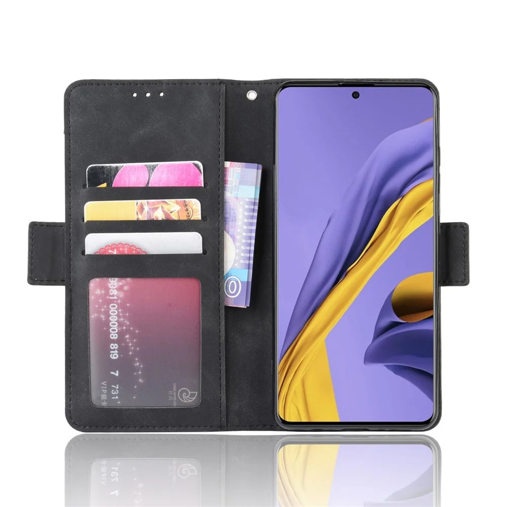 With Stand PU Leather Cover with Multiple Card Slots for Samsung Galaxy A51 5G SM-A516 - Black - 5