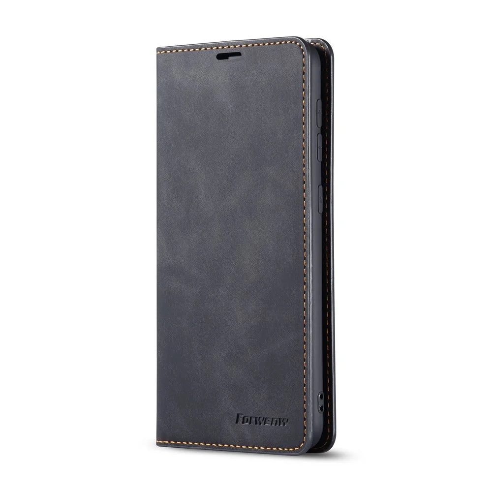 FORWENW Fantasy Series Auto-absorbed Silky Touch Leather Cover for Samsung Galaxy A31 - Black - 2