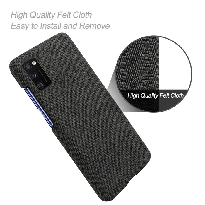 Cloth Coated PC Mobile Protective Phone Case Cover for Samsung Galaxy A41 (Global Version) - Black - 4
