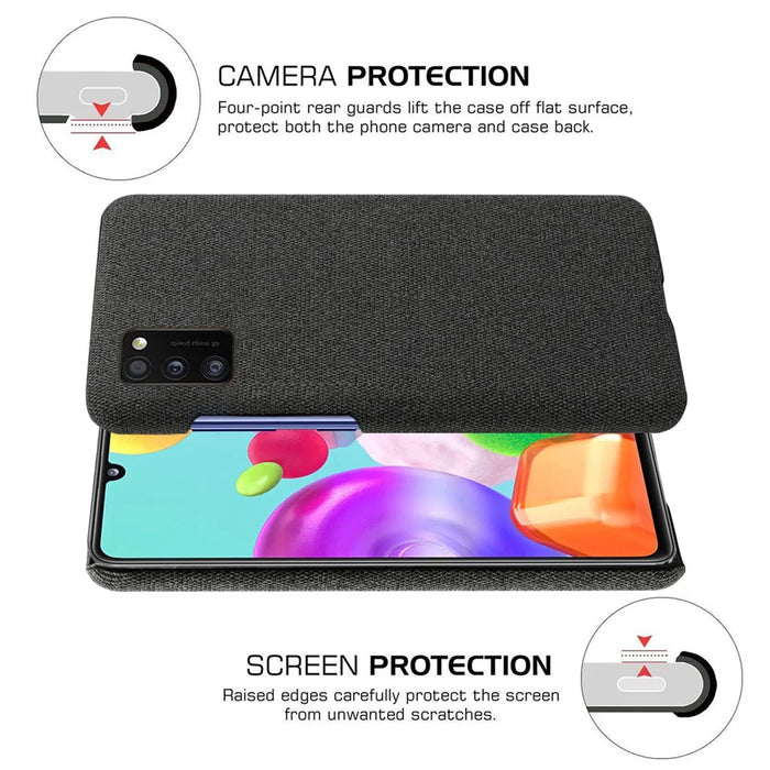 Cloth Coated PC Mobile Protective Phone Case Cover for Samsung Galaxy A41 (Global Version) - Black - 5