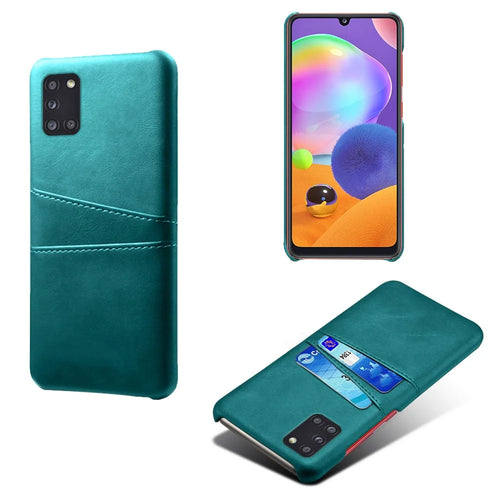 PU Leather Coated Hard PC Shell for Samsung Galaxy A31 - Green - 1