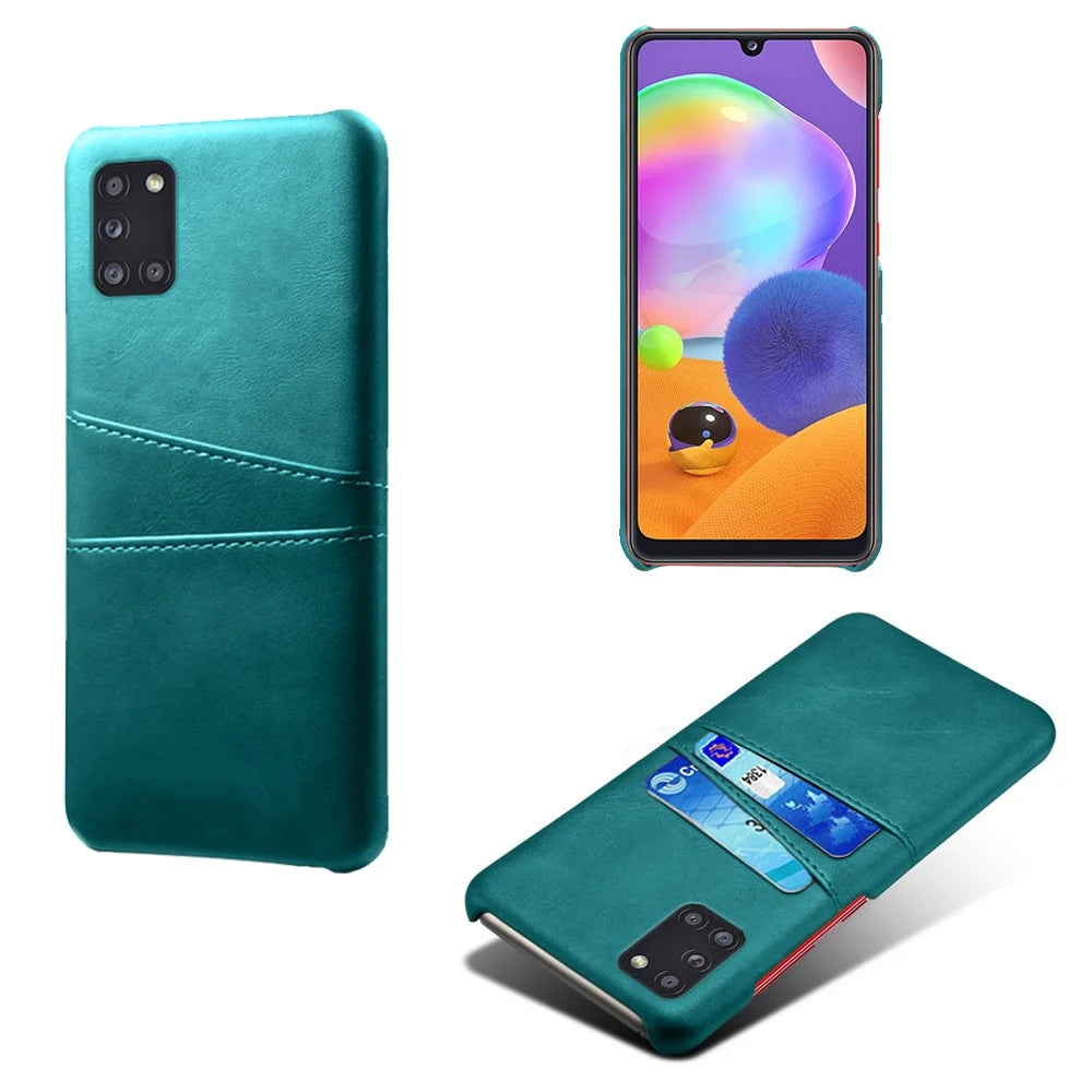 PU Leather Coated Hard PC Shell for Samsung Galaxy A31 - Green - 1