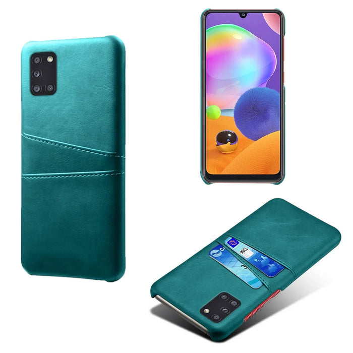 PU Leather Coated Hard PC Shell for Samsung Galaxy A31 - Green - 1