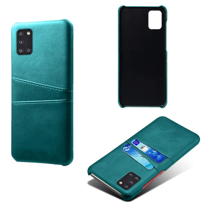 PU Leather Coated Hard PC Shell for Samsung Galaxy A31 - Green - 2