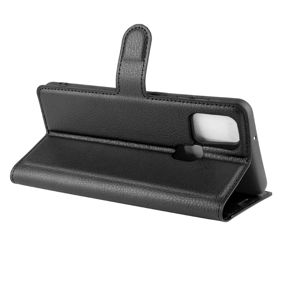 Litchi Texture Mobile Phone Shell Wallet Leather Cool Cover for Samsung Galaxy A21s Supporting Stand Phone Case - Black - 5