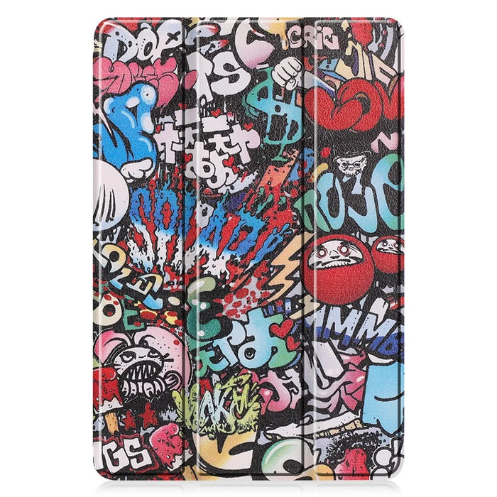 Pattern Printing Tri-Fold Stand Leather Smart Case with Pen Slot for Samsung Galaxy Tab S6 Lite (2020) / (2022) / (2024) - Cartoon Graffiti - 3