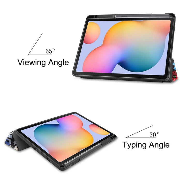 Pattern Printing Tri-Fold Stand Leather Smart Case with Pen Slot for Samsung Galaxy Tab S6 Lite (2020) / (2022) / (2024) - Cartoon Graffiti - 5