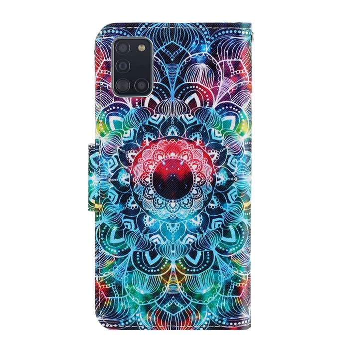 Pattern Printing Flip Leather Wallet Phone Cover for Samsung Galaxy A31 - Mandala Flower - 2