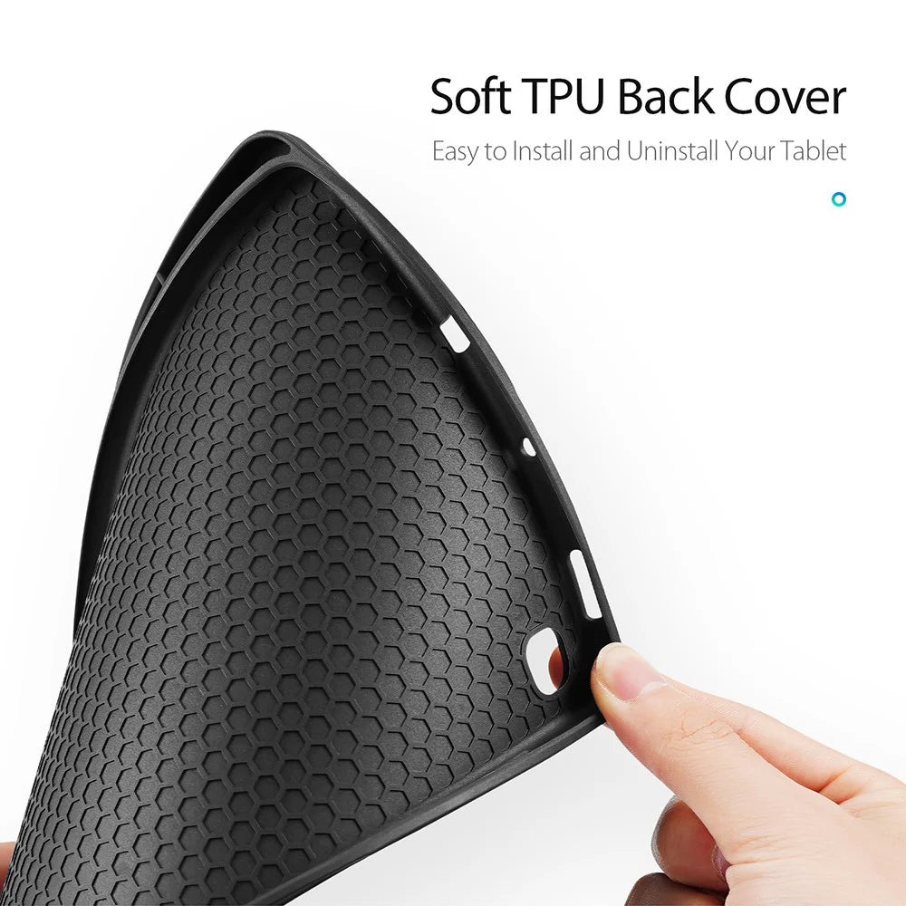 DUX DUCIS Domo Series Leather Case for Samsung Galaxy Tab S6 Lite (2024) / (2022) / (2020) P610 P615 Pen Slot Tri-Fold Stand Cover - Black - 7