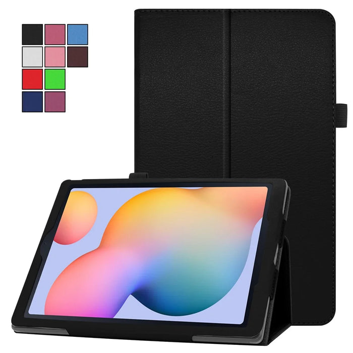 Litchi Texture Leather Tablet Case for Samsung Galaxy Tab S6 Lite (2020) / (2022) / (2024) , Slim Folding Stand Protective Cover - Black - 1