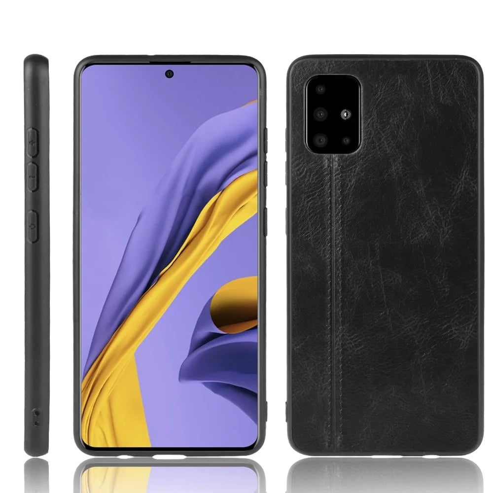 PU Leather Coated PC + TPU Hybrid Protective Cover for Samsung Galaxy M51 - Black - 1