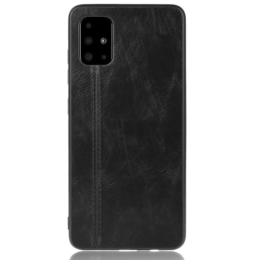 PU Leather Coated PC + TPU Hybrid Protective Cover for Samsung Galaxy M51 - Black - 3