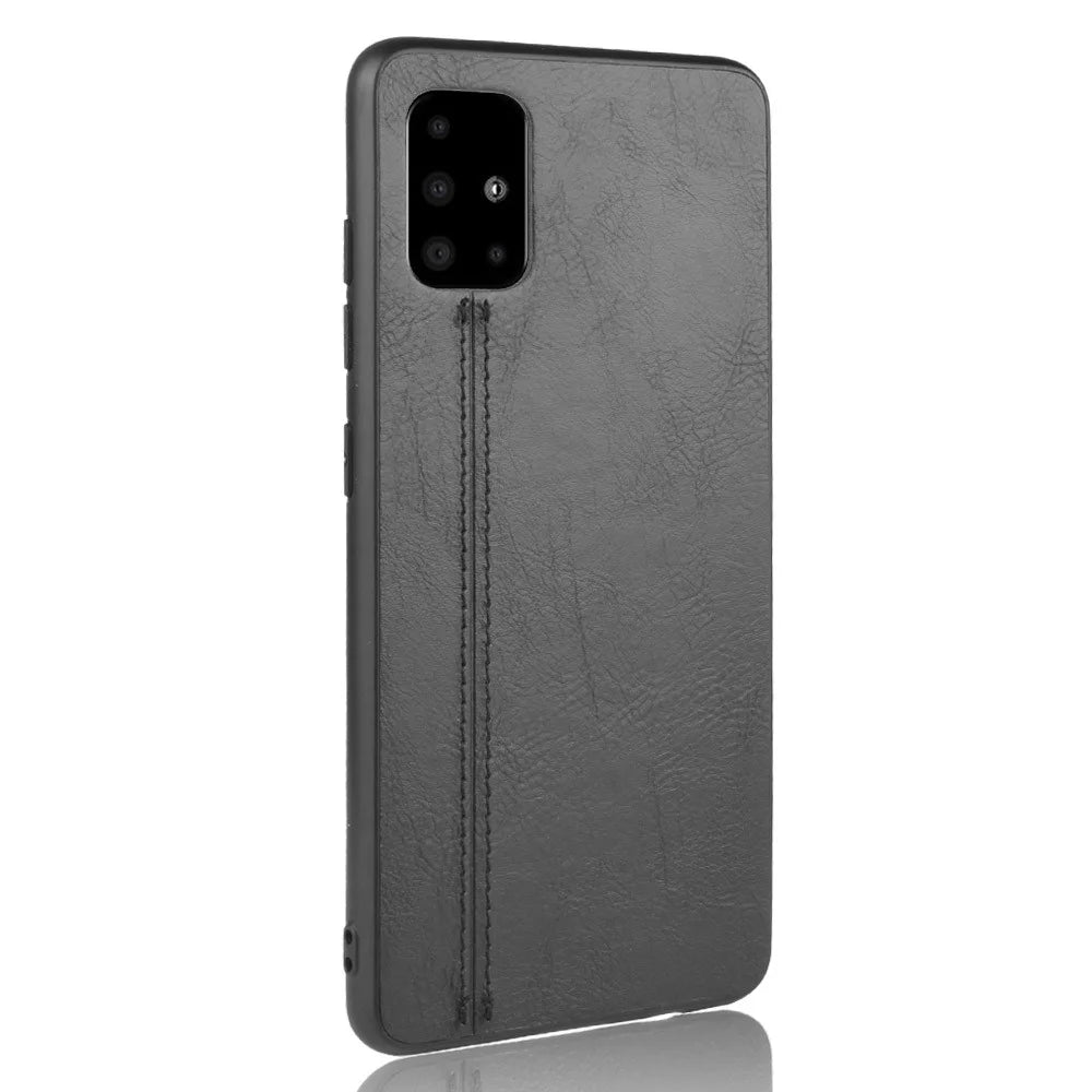 PU Leather Coated PC + TPU Hybrid Protective Cover for Samsung Galaxy M51 - Black - 4