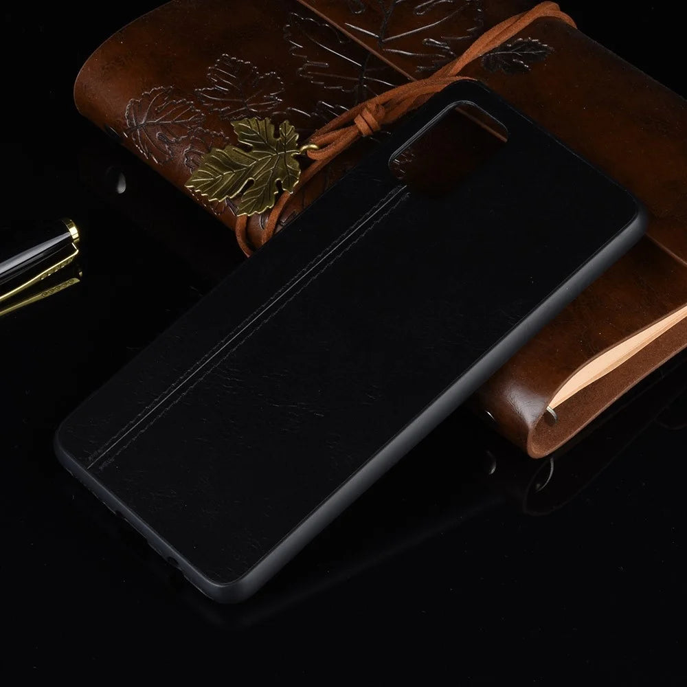 PU Leather Coated PC + TPU Hybrid Protective Cover for Samsung Galaxy M51 - Black - 7