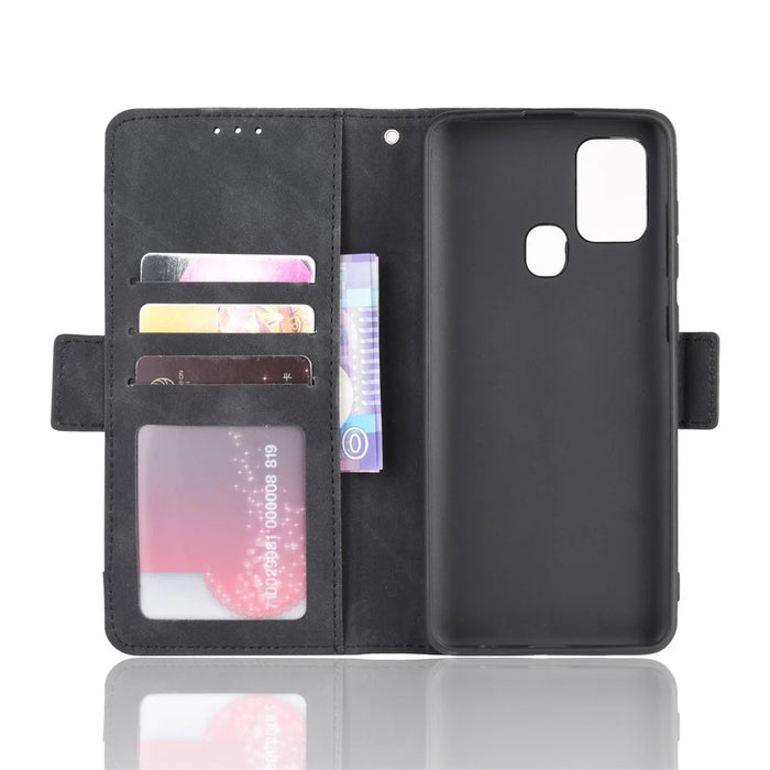 Multiple Card Slots Wallet Leather Protection Case for Samsung Galaxy A21s Foldable Stand Phone Case - Black - 4