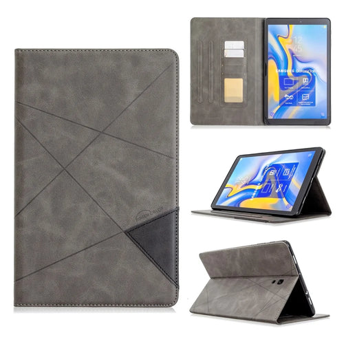 Geometric Pattern Stand Leather Smart Cover for Samsung Galaxy Tab A 10.5 (2018) T590 T595 - Grey - 1